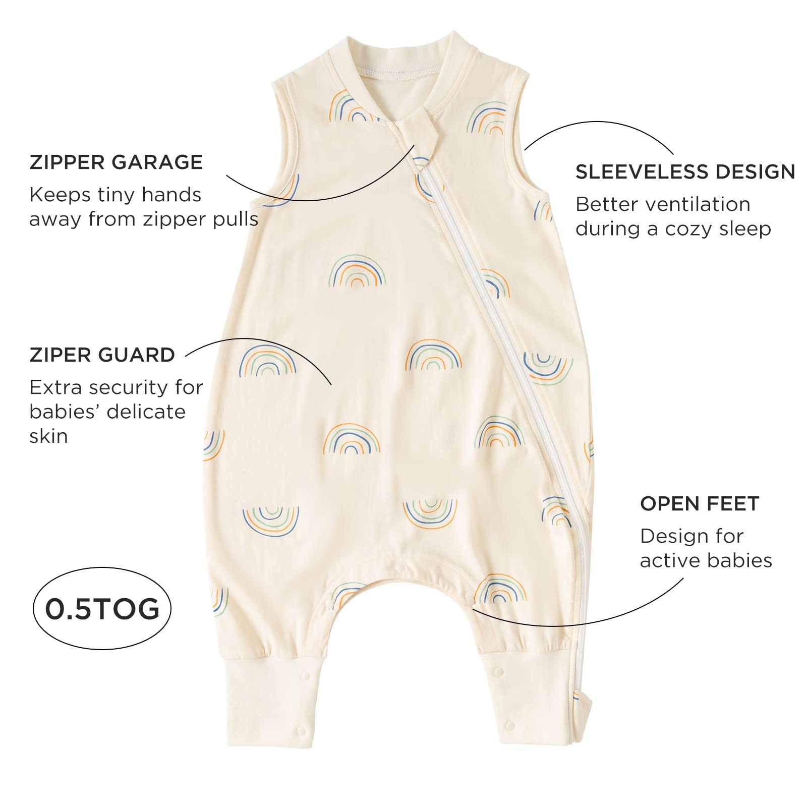 Duomiaomiao 0.5 TOG Toddler Sleep Bag 12-24 Months 100% Cotton Lightweight Baby Sleep Sack with Feet, Breathable Comfy Toddler Wearable Blanket