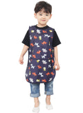 Plie Kids Painting Apron – Waterproof Art Smock for Toddlers & Preschoolers, Messy Play, Baking, Crafts, Cooking, Sensory Activities, Mealtime (Ages 1–10), Navy Animal (03-L)
