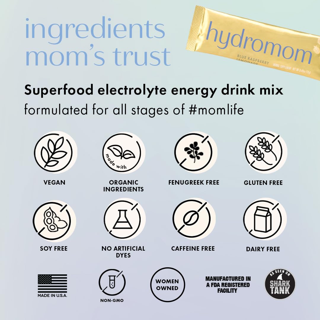 Boobie Hydromom Electrolyte Mix Hydration Boost - Blue Rasp Lemonade 15 Ct
