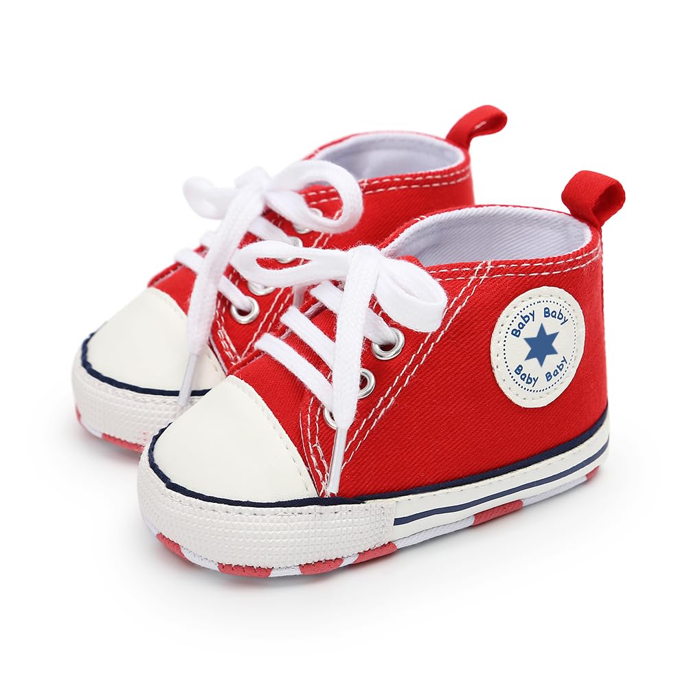 Save Beautiful Baby Girls Boys Canvas Sneakers Soft Sole High-Top Ankle Infant First Walkers Crib Shoes