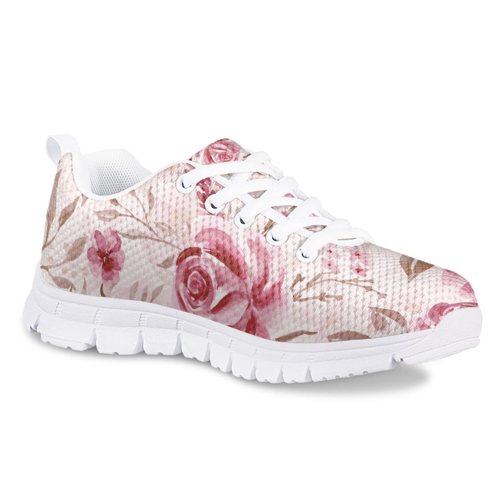 MARSVOVO First Shoes for Walking Boy Girl Lightweight Flexible Breathable Athletic Slip On Sneakers Resistant Lace-up Non Slip Comfortable Casual Sport Toddler Girl Sneakers Floral Size 5 US