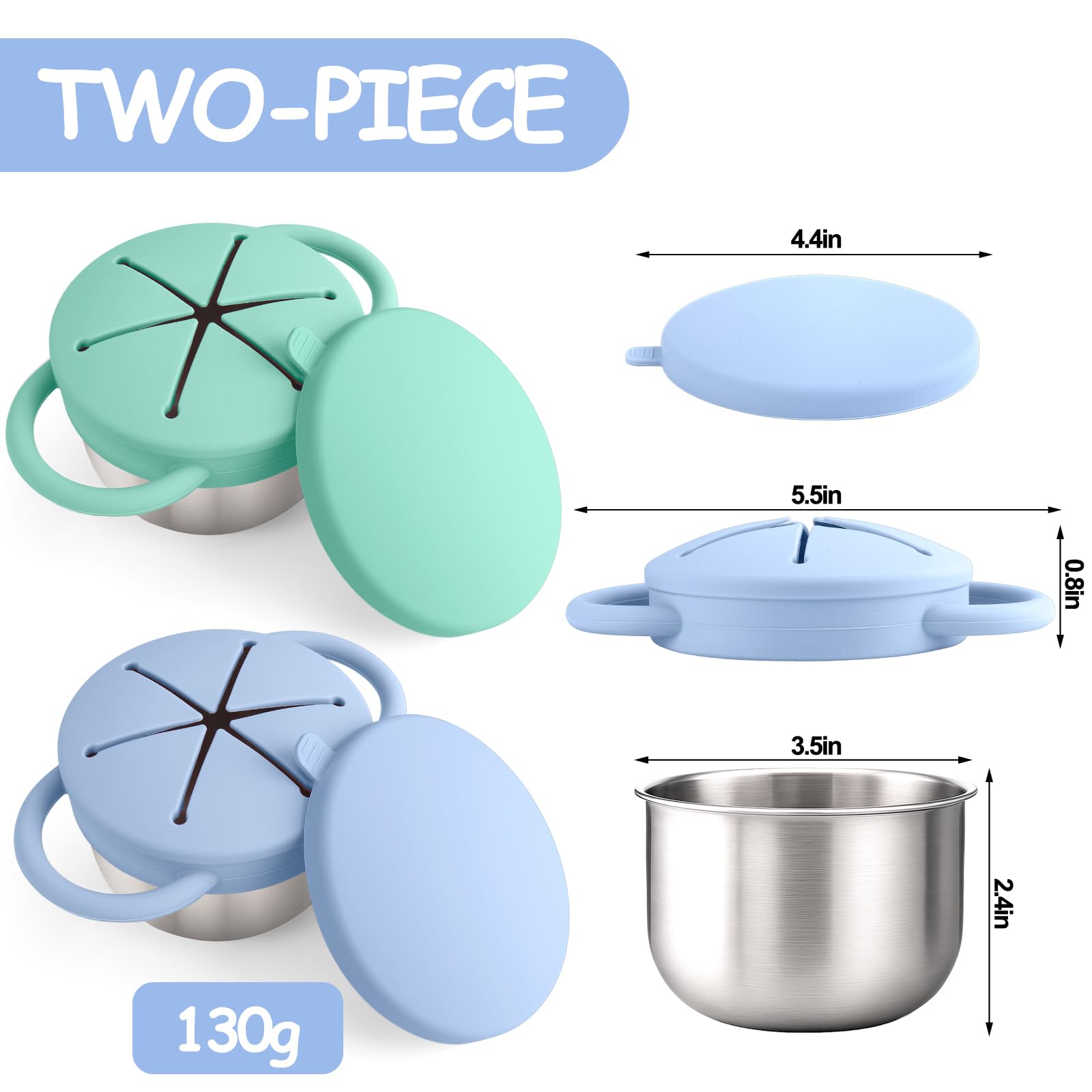 Mity rain 2PCS Stainless Steel Snack Containers for Toddlers