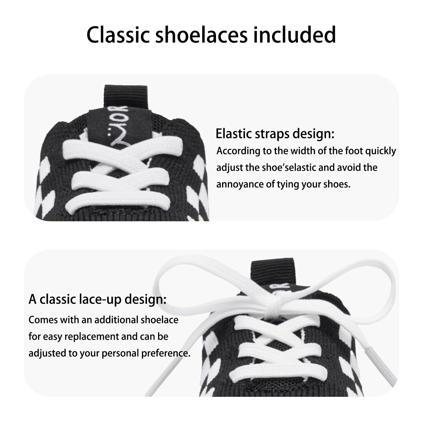 MORENDL Toddler Shoes Baby Walking Sock Shoes Infant Sneakers Boy Girl Barefoot Tennis Shoe Non-Slip Brethable Black Check 15-18 Months