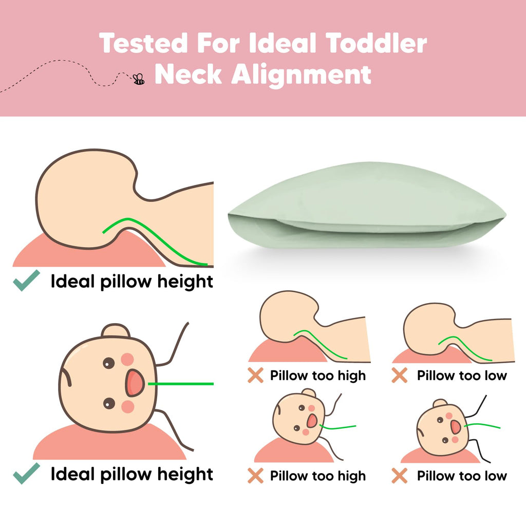 KeaBabies Organic Toddler Pillow with Pillowcase, Jumbo 14X20 (Sage)