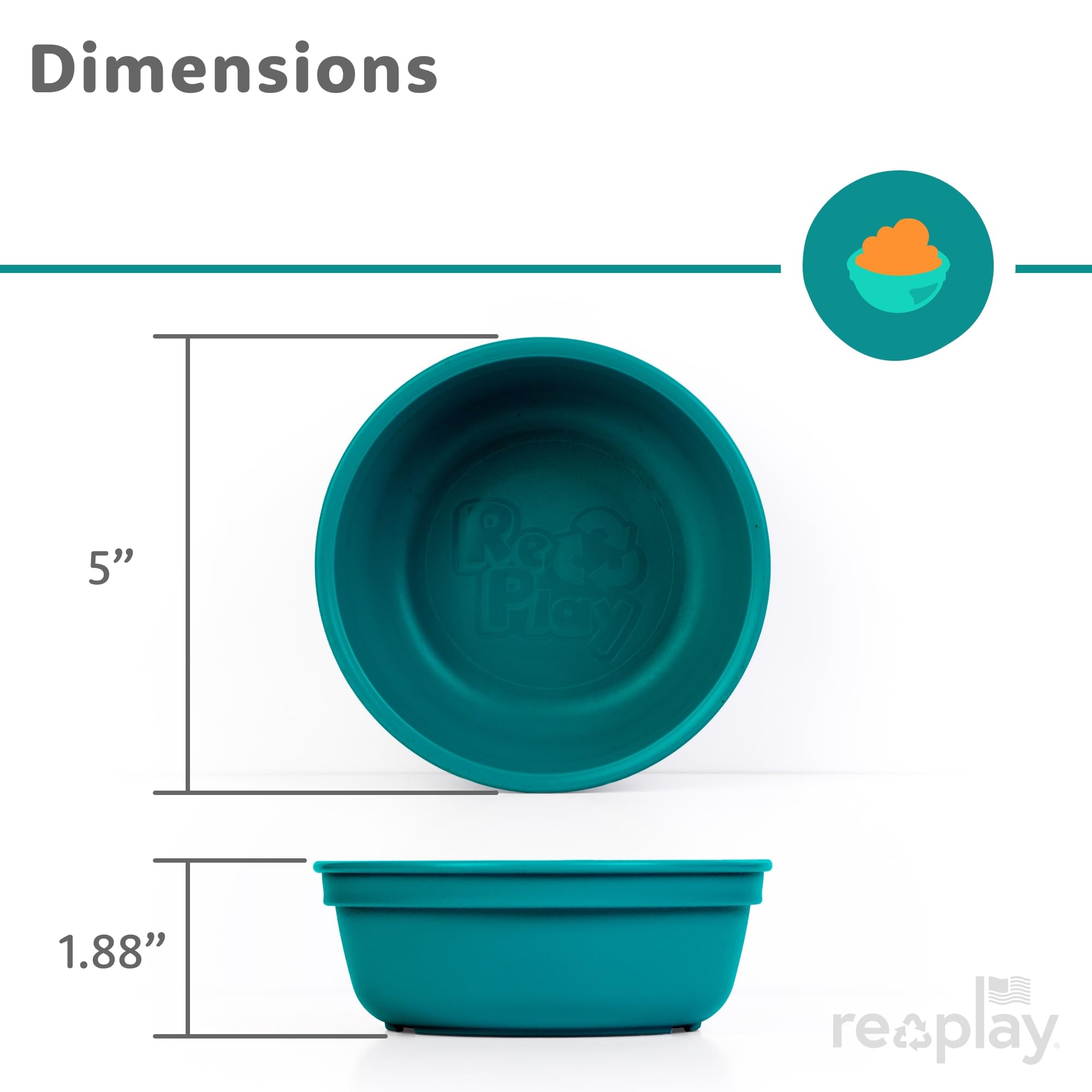 Re-Play 12 oz. Toddler Bowls Set of 4 with Lids - Kids Deep-Walled, Durable & Reusable Snack and Meal Bowls, Dishwasher & Microwave Safe, BPA-Free, Made in USA from Recycled Plastic, True Blue