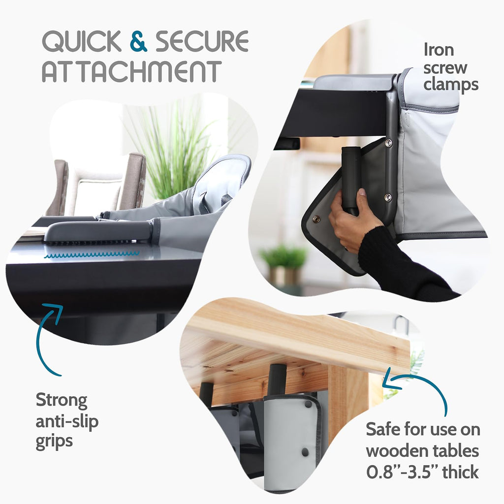 Elegant Faux Leather Hook On High Chair for Table - Clip On High Chair to Table, Portable High Chair for Travel, High Chairs for Babies Clip On High Chair that Attaches to Tables