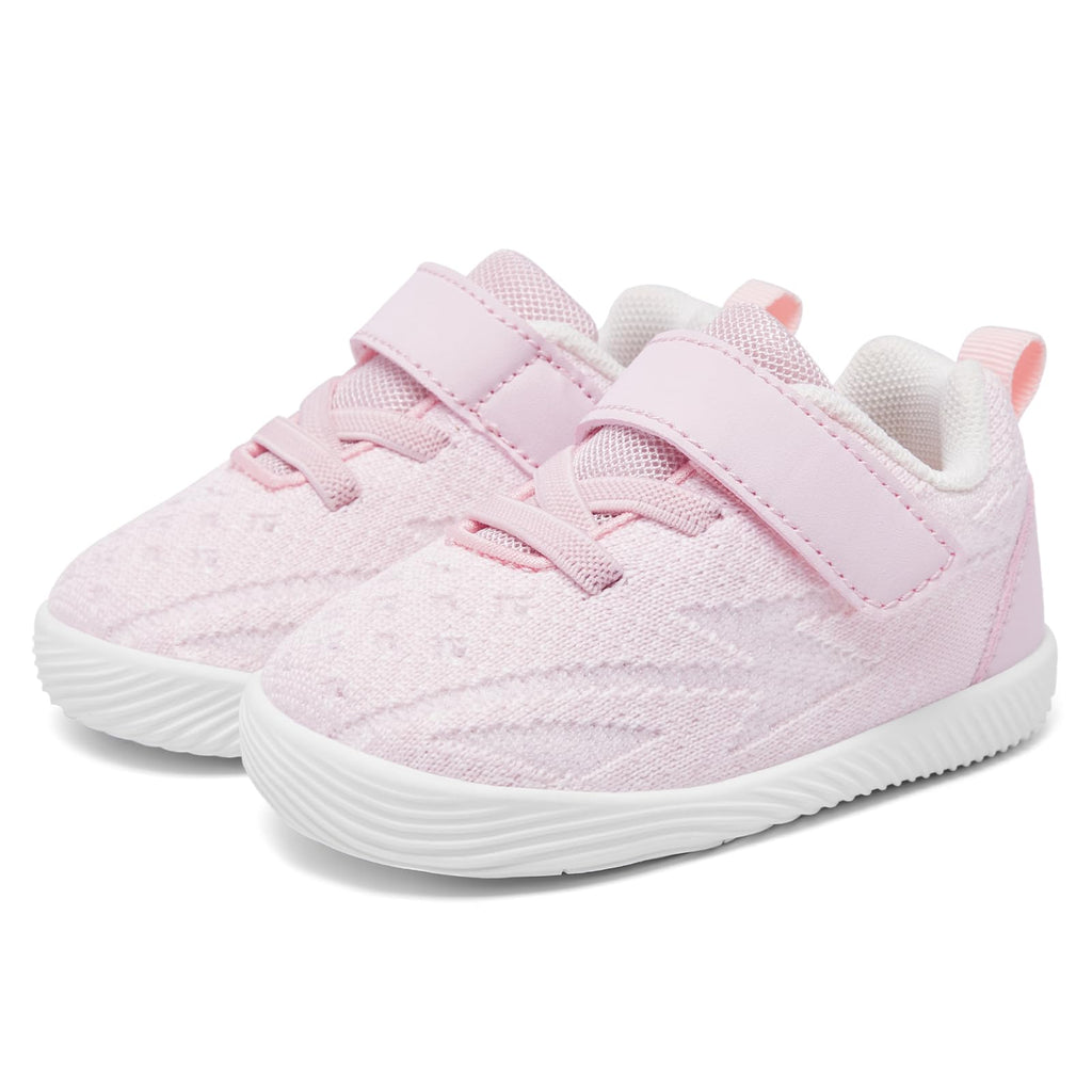 MORENDL Toddler Sneakers Baby Boys & Girls Barefoot Shoes Lightweight Breathable Walking Running Tennis Athletic Sport Shoes Pink 12-15Months