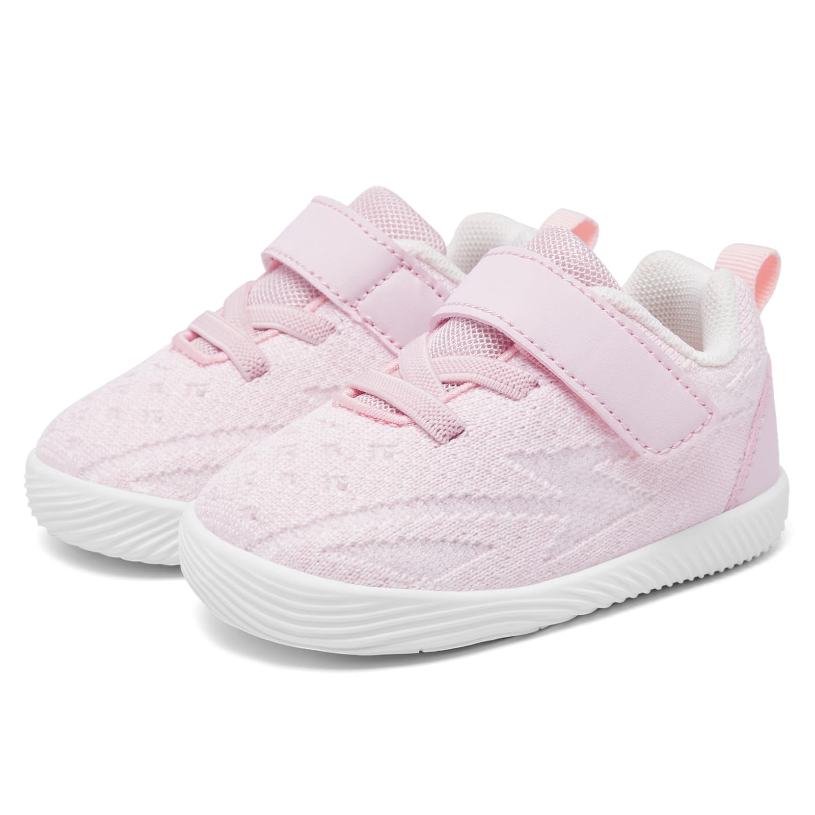 MORENDL Toddler Sneakers Baby Boys & Girls Barefoot Shoes Lightweight Breathable Walking Running Tennis Athletic Sport Shoes Pink 12-15Months