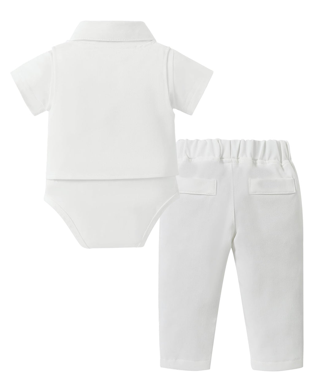 DISAUR Baby Boy Suspender Outfit Baby Formal Outfit Boy Short Sleeve Infant White Shirt White Vest Pants Bow Tie 6 9 Months