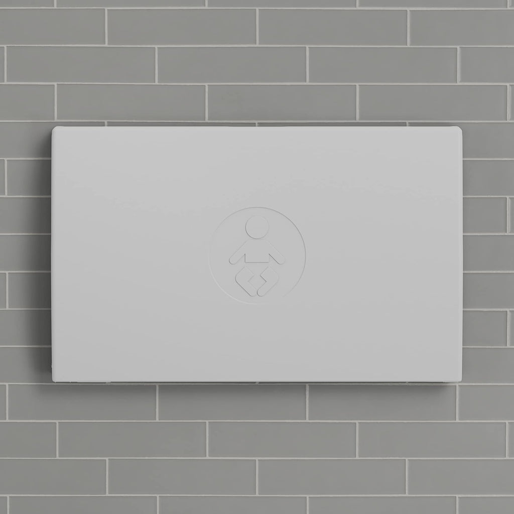 Foundations Elements Horizontal Wall-Mounted Baby Diaper Changing Station, Heavy Duty Stainless Steel Hinge, Oversized Changing Surface, Easy Installation, Gray (300-EH-01)