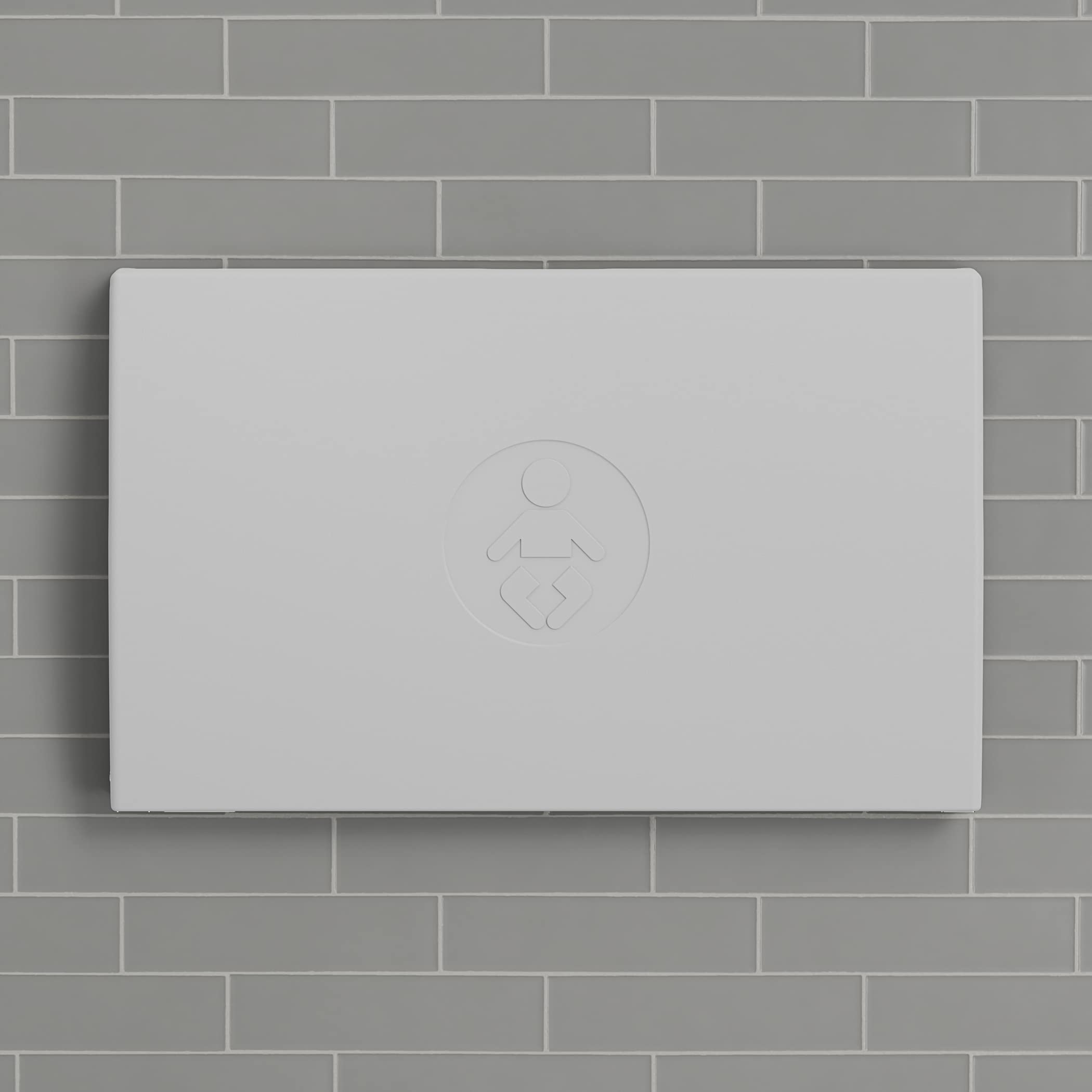 Foundations Elements Horizontal Wall-Mounted Baby Diaper Changing Station, Heavy Duty Stainless Steel Hinge, Oversized Changing Surface, Easy Installation, Gray (300-EH-01)