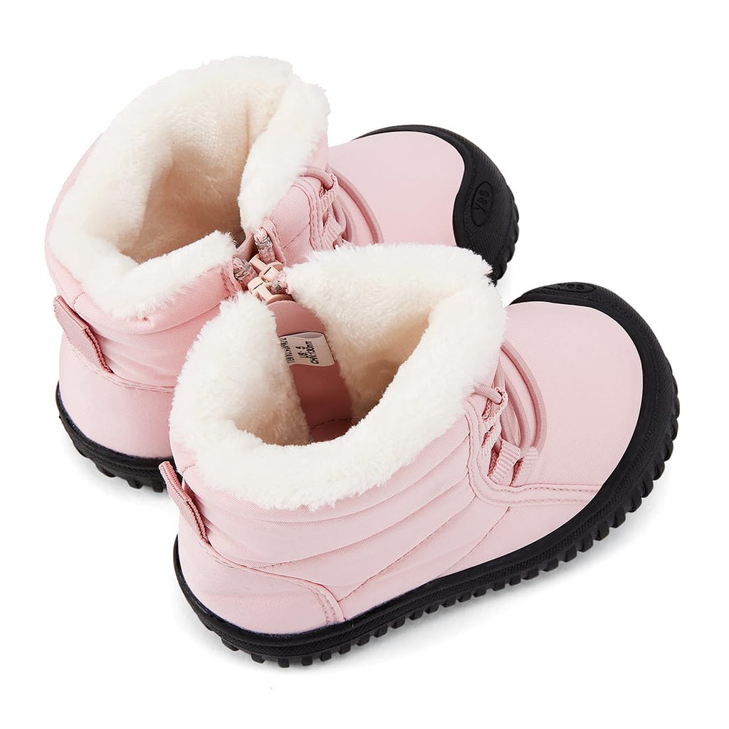 BMCiTYBM Toddler Baby Snow Boots Winter Shoes Boys Girls Cold Weather Baby Faux Fur Shoes Pink Size 9