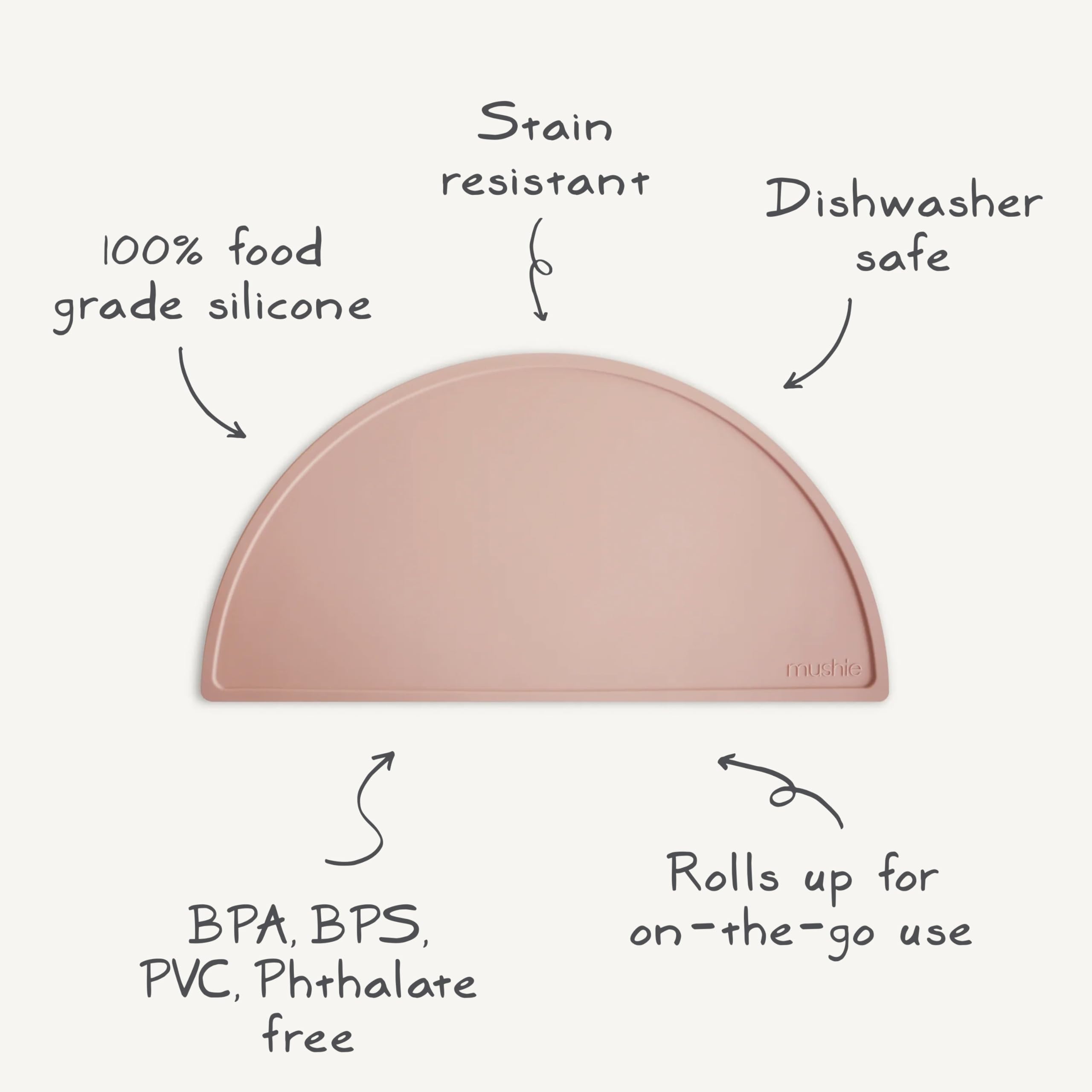 mushie Silicone Placemat for Kids | BPA-Free Non-Slip Design (Cambridge Blue)