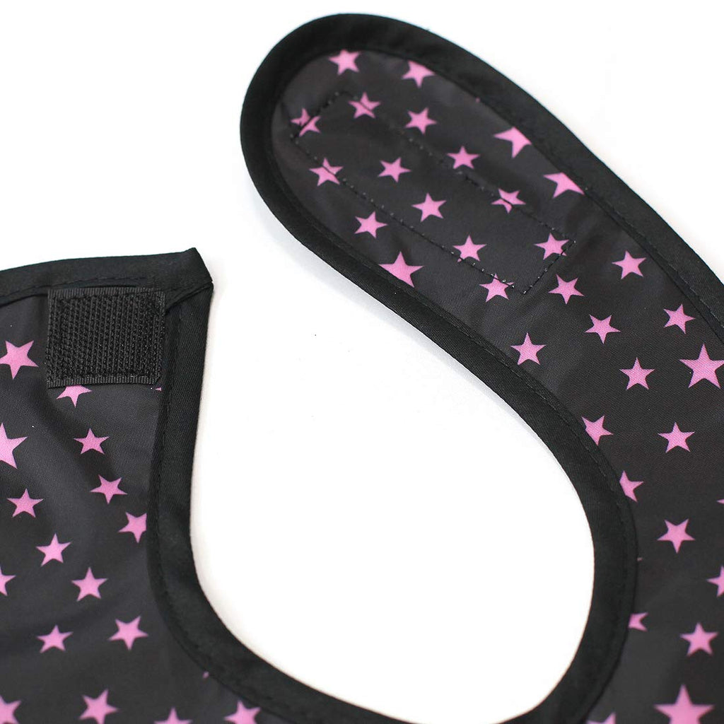 Plie Full Coverage Waterproof Feeding Bib for Toddlers – Extra Long Apron Bib for Mealtime, Self-Feeding, High Chair, Food Catcher, BPA-Free, Easy to Clean - Pink Star
