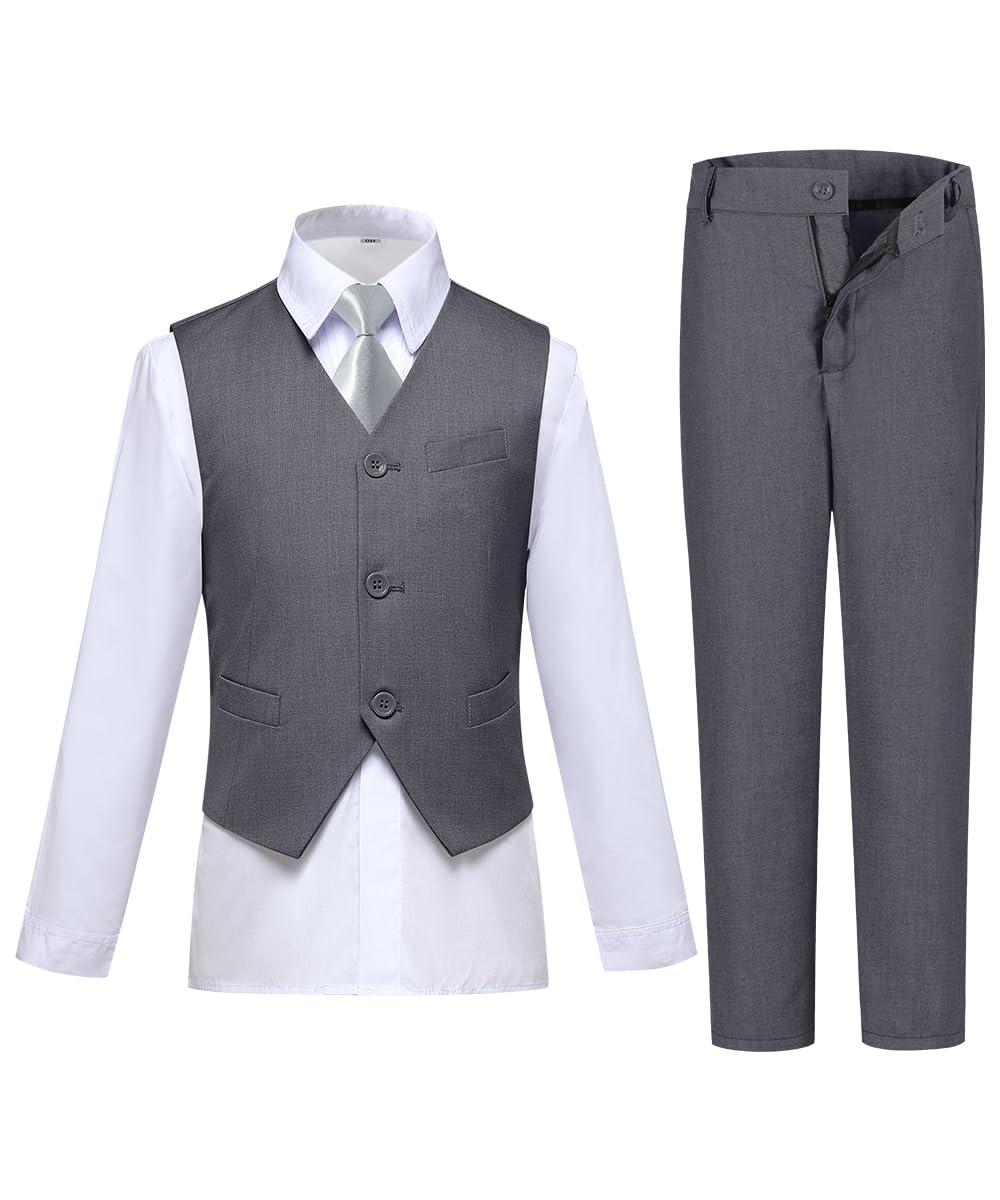 Boys Suit Size 5 Toddler Wedding Outfit Boy Dress Vest and Pants Set Gray