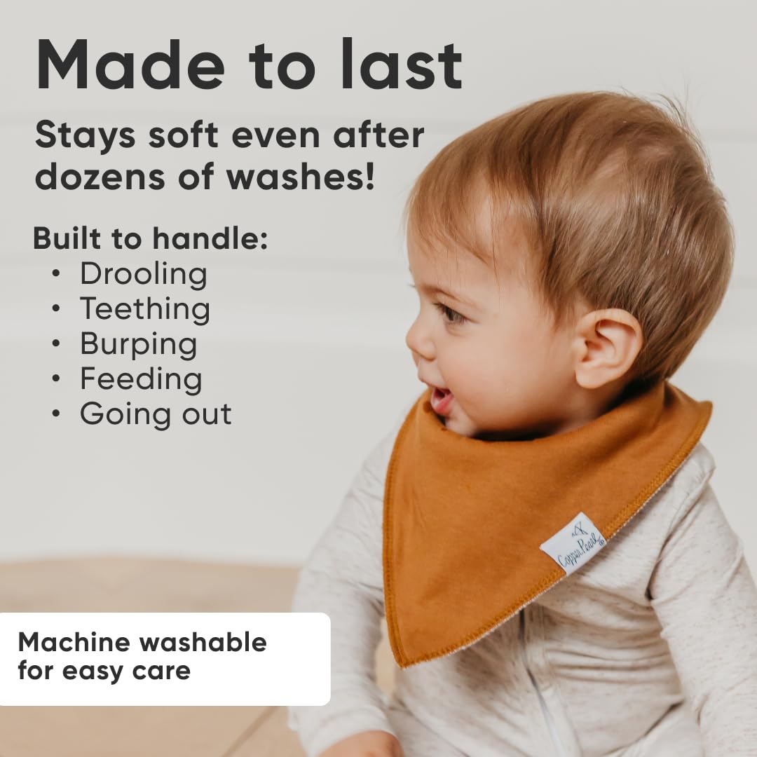 Copper Pearl Baby Bibs for Baby Boy or Girl – Bandana Drool Bibs for Teething, Absorbent Bibs for Eating, Newborn to Toddler, 4 Pack, Ridge