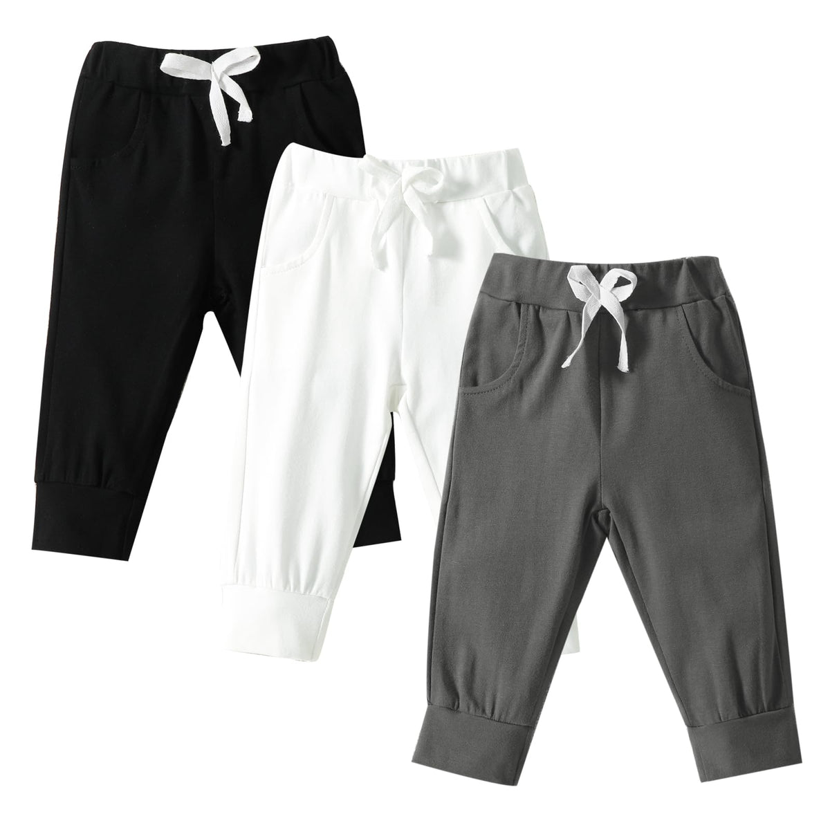 DREAM BUS Pack of 3 Toddler Jogger Pants with Pocket Toddler Boy Sweatpants Baby Boy Pants Infant Newborn Leggings