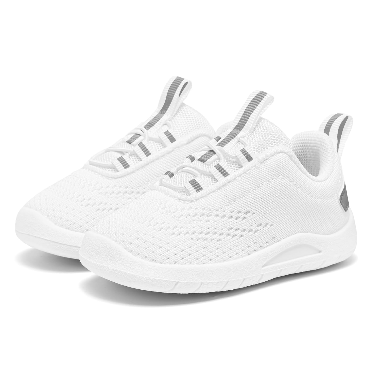 MORENDL Toddler Sneakers Baby Slip On Walking Shoes Non-Slip Breathable Boys & Girls Running Shoes Infant Tennis Shoe White Gray 12-15 Months Size 5