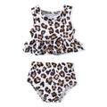 Toddler Little Girls Swimsuit Two Piece Cheetah Ruffle Bathing Suit Bikini Tops Bottoms Swimming Suit Swimwear Beach Wear Leopard 4T - 5T