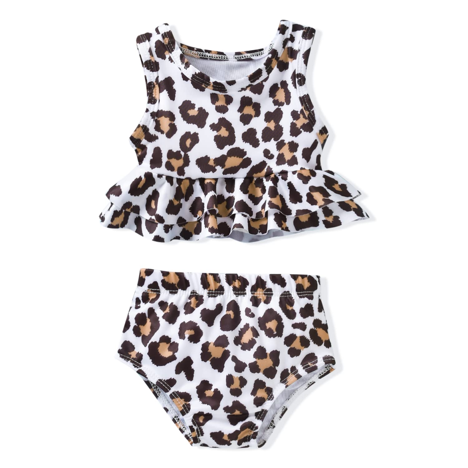 Toddler Little Girls Swimsuit Two Piece Cheetah Ruffle Bathing Suit Bikini Tops Bottoms Swimming Suit Swimwear Beach Wear Leopard 4T - 5T