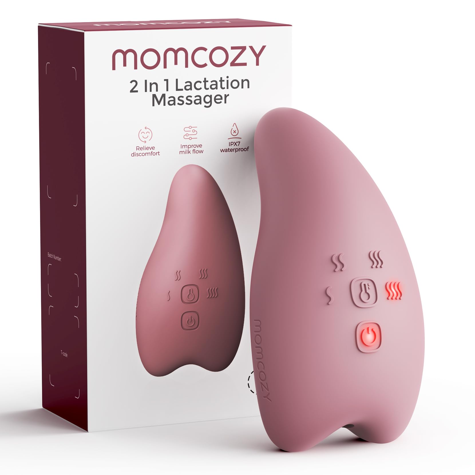 Momcozy A1Pro Lactation Massager with Heat, Deep Vibration, Cozy Red, 1PCS