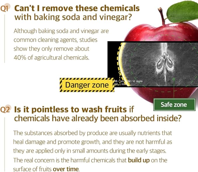 Fruit & Vegetable Wash | Gentle Enough for Baby Food, 1 Bottle Lasts 1 Year, Single Ingredient, Removes Residues, Calcium Helps Keep Produce Fresh 20x Longer