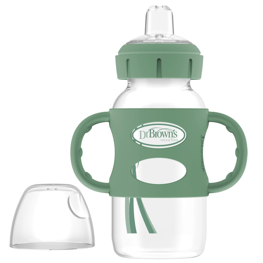 Dr. Brown's Wide-Neck Sippy Spout Bottle with Handles, Green, 1-Pack