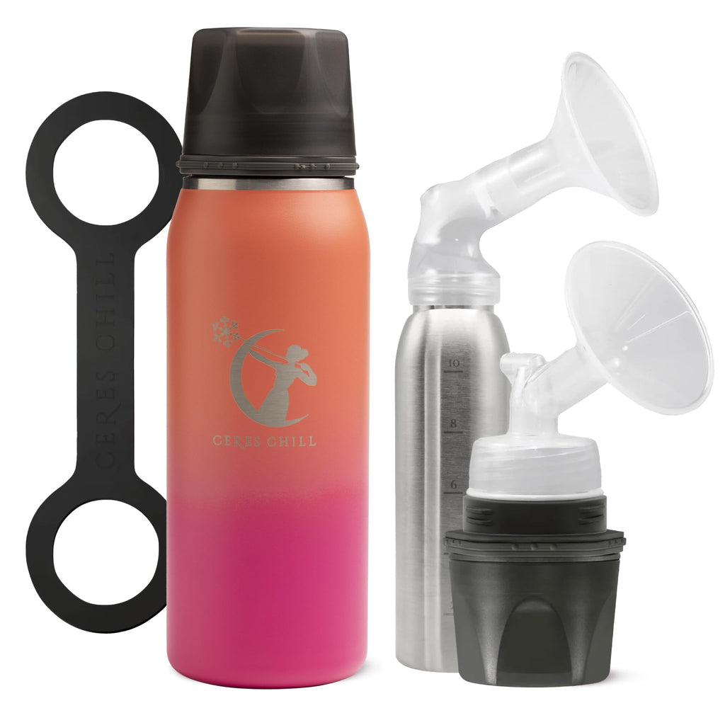 CERES CHILL OG Breastmilk Chiller & Warmer – 12–34oz Portable Breast Milk Cooler, Storage & Baby Bottle for Travel, Work or On-The-Go – Pump Compatible Container – Dawn