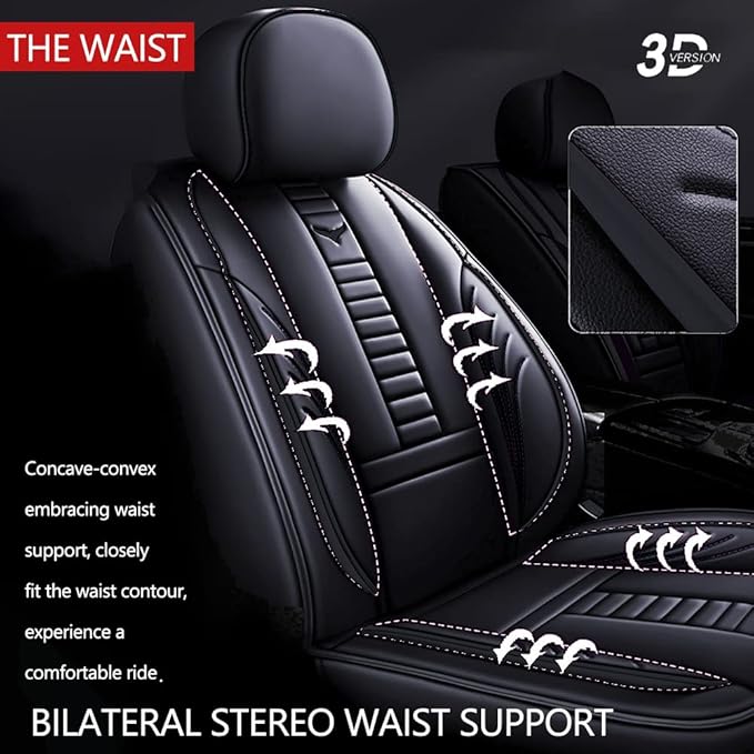 Full Set of Universal Fit Automotive Seat Covers fit for Suzuki 1999-2025 95% Models, PU Leather Automobile Interior Sets with Headrest & Back Pillow Black & Black Line