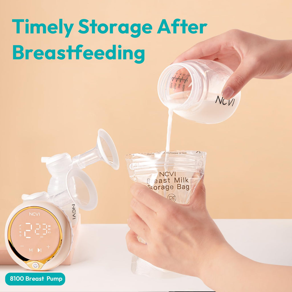 NCVI Breastmilk Storage Bags, 180 Count 7oz, Temp-Sensing, Double-Sealed