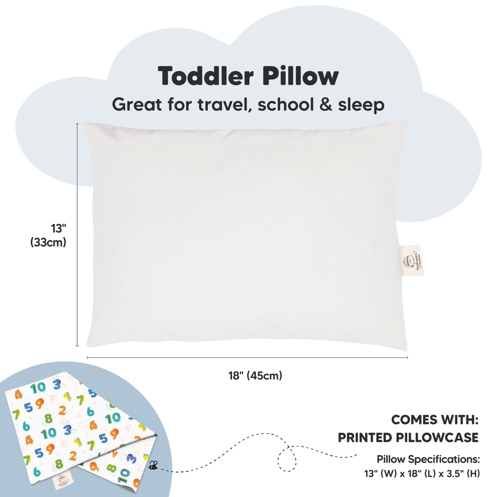 Toddler Pillow with Pillowcase, 13x18 My Little Dreamy Pillow (Dino123)