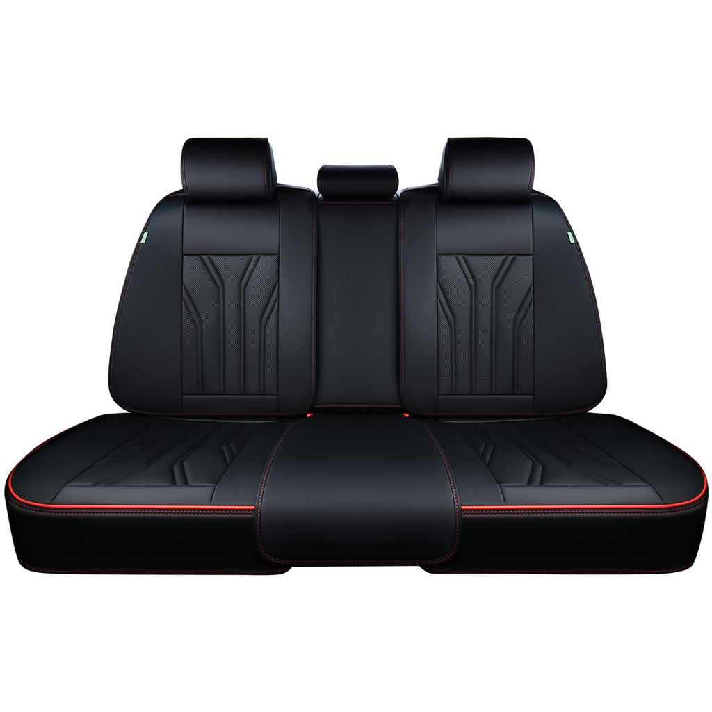 FLORICH Rear Seat Covers Leather Car Seat Covers Waterproof Back Seat Cover Automotive Seat Covers Universal Seat Cushion Protector for Most Cars Trucks SUV-Black&Red Line