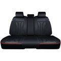 FLORICH Rear Seat Covers Leather Car Seat Covers Waterproof Back Seat Cover Automotive Seat Covers Universal Seat Cushion Protector for Most Cars Trucks SUV-Black&Red Line