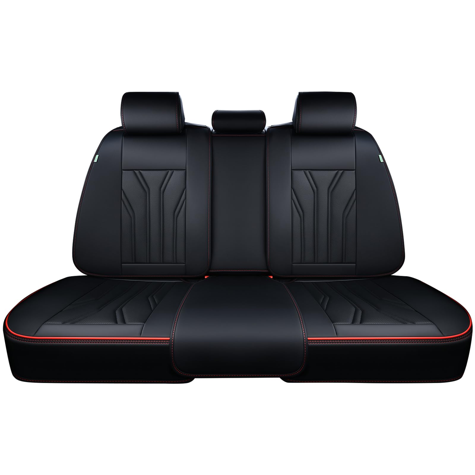 FLORICH Rear Seat Covers Leather Car Seat Covers Waterproof Back Seat Cover Automotive Seat Covers Universal Seat Cushion Protector for Most Cars Trucks SUV-Black&Red Line