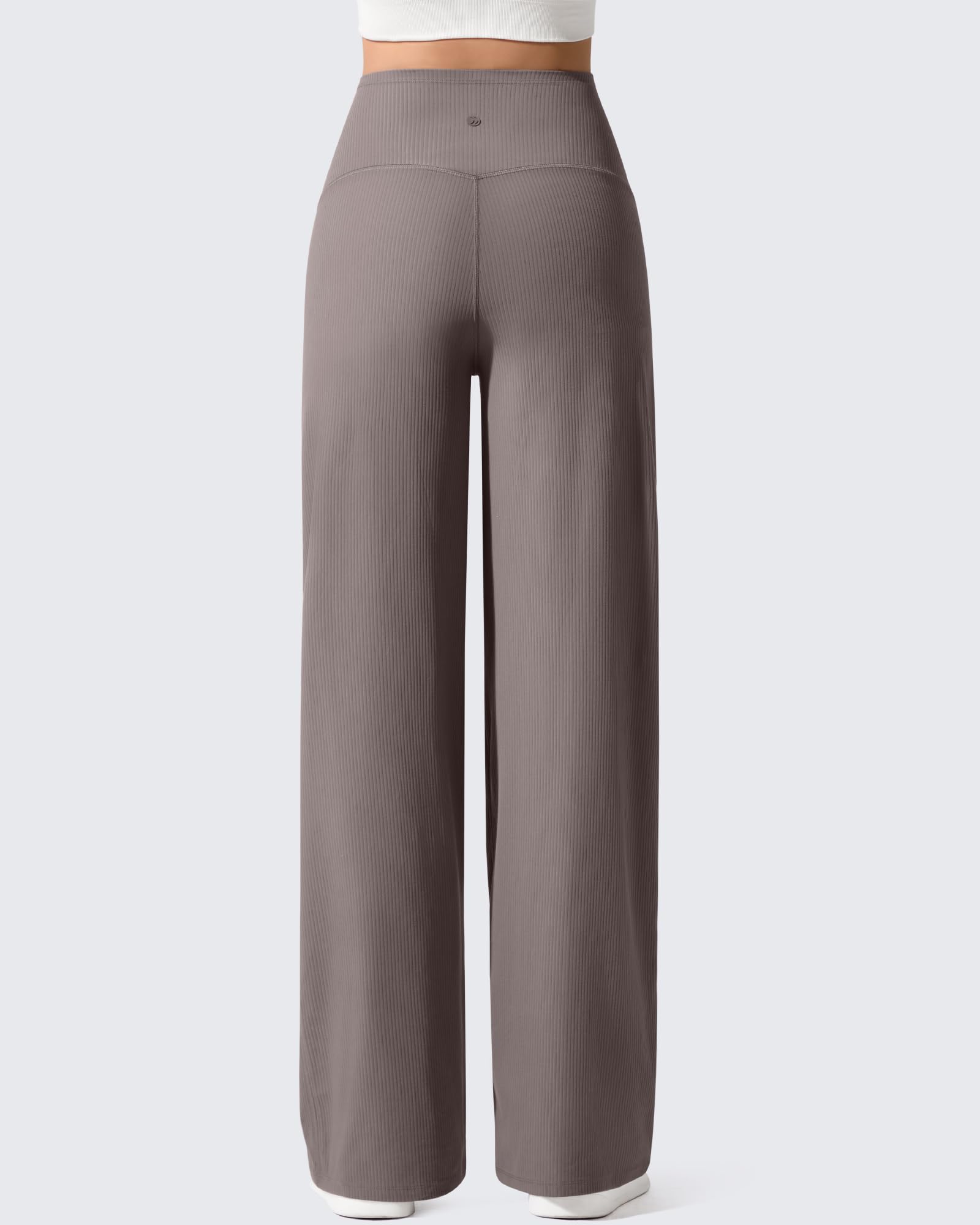 G4Free Maternity Pants for Women Over The Belly Stretchy Wide Leg Yoga Pants Pregnancy Trousers with Pockets(Taupe,M,Regular)