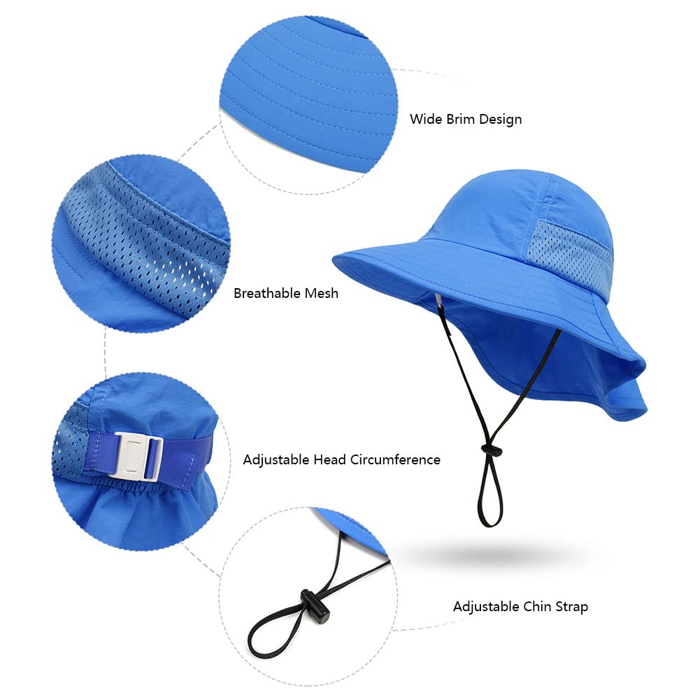 Baby Sun Protection Hat for Infant Toddlers Boys Girls UPF 50+ Sunhat for Outdoor Beach Swim (US, Age, 2 Years, 6 Years, Blue)