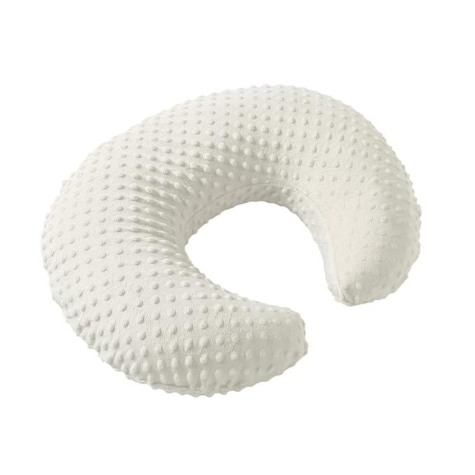 Nursing Pillow and Positioner with Cover for Breastfeeding and Bottle Feeding, Propping Baby, Tummy Time, Baby Sitting Support, Awake-Time Support (Beige, 22" x 17.7" x 5.9")