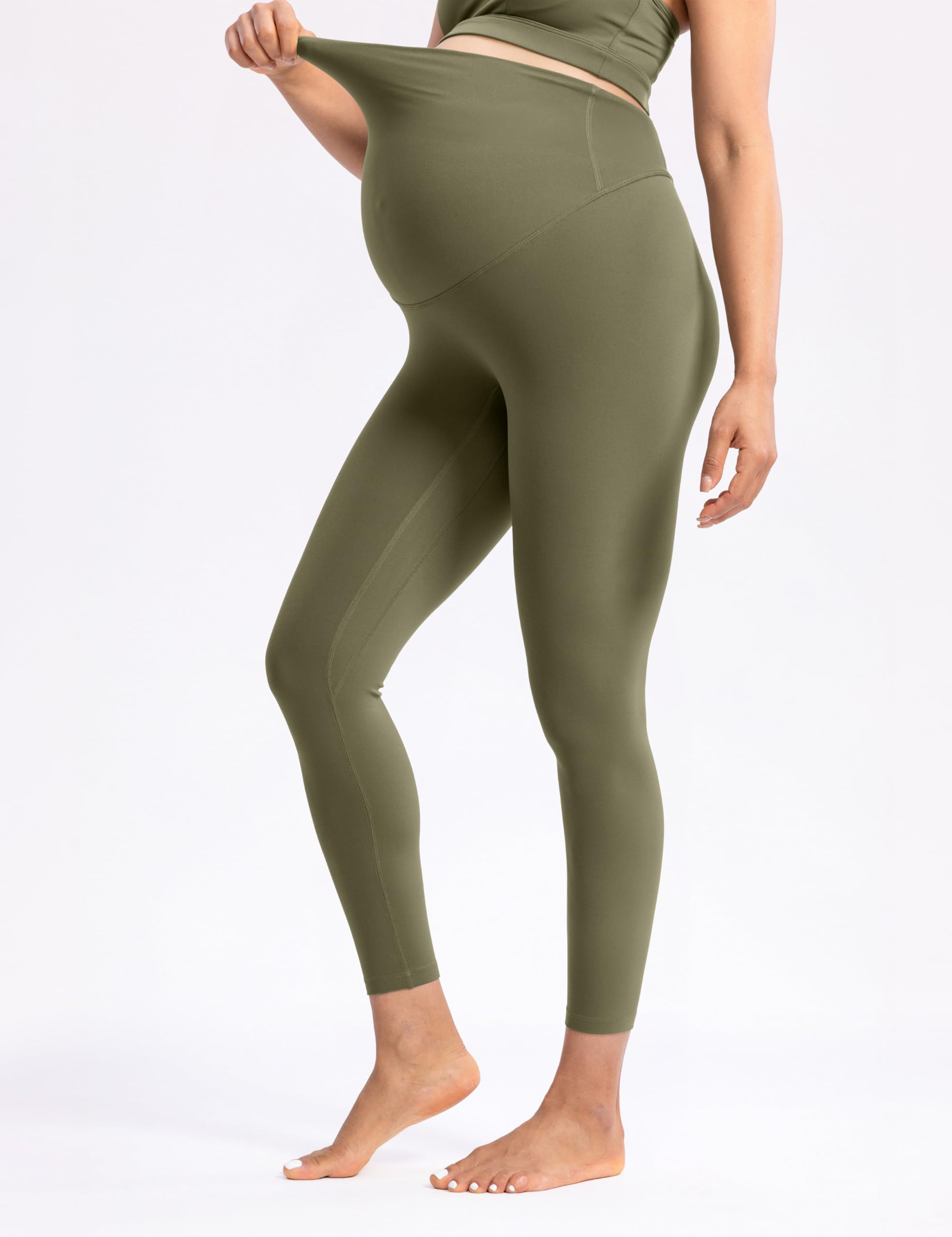 POSHDIVAH Creamluxe Maternity Leggings 25" Olive Green X-Large