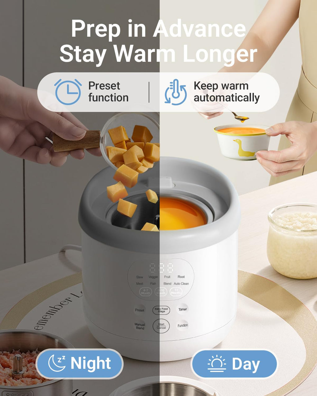 Bear Stainless Steel Baby Food Maker Processor, NutriEase 3-Stage Texture