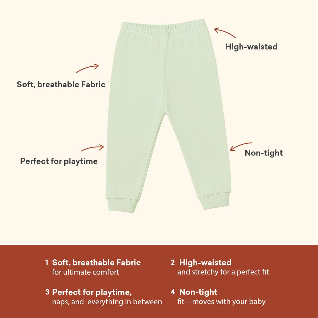 littogoose Baby Jogger Pants with Elastic Cuffs – Stay-On Lightweight Toddler Joggers, Soft & Stretchy Baby Pants, 3-Pack