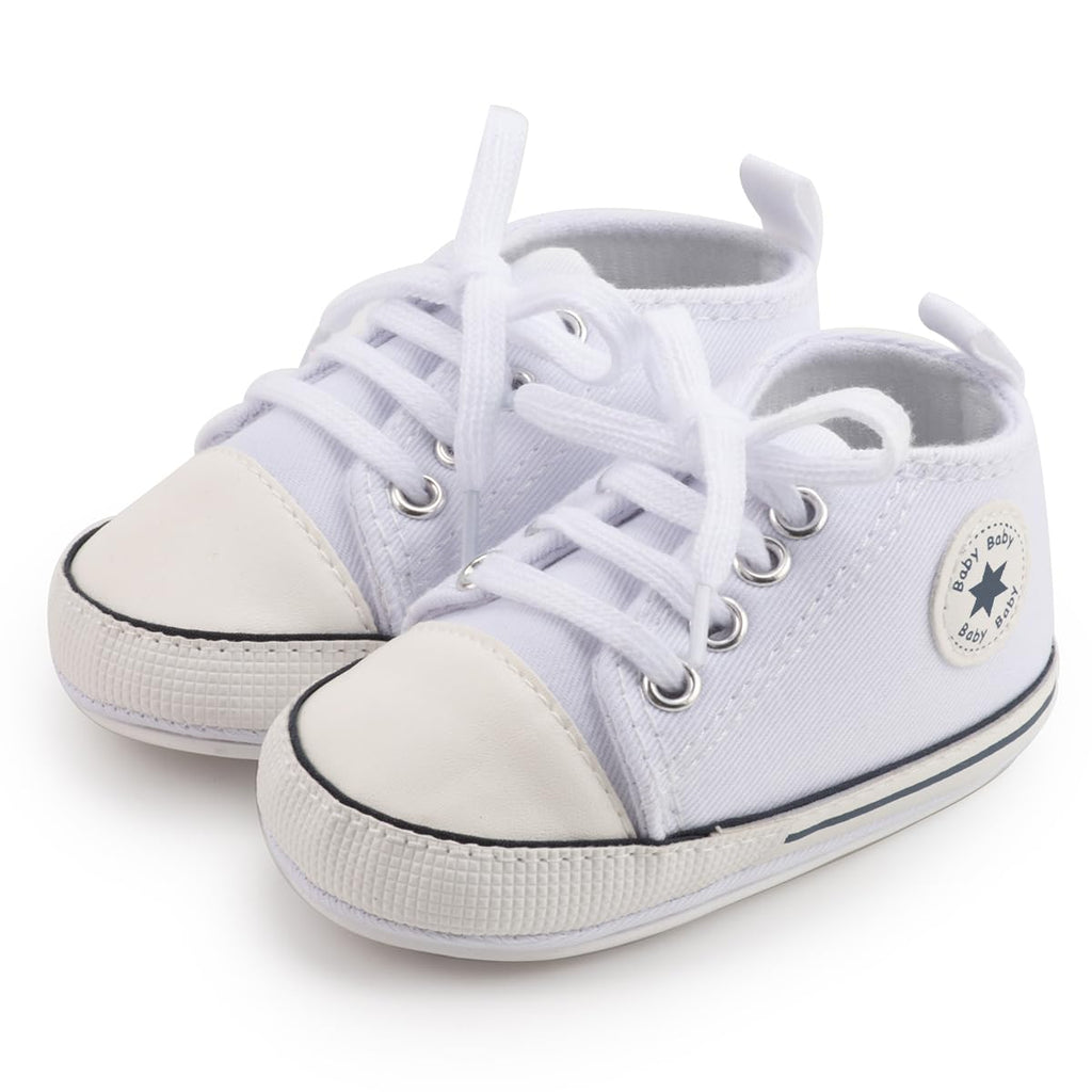 Meckior Save Beautiful Baby Girls Boys Canvas Sneakers Soft Sole High-Top Ankle Infant First Walkers Crib Shoes