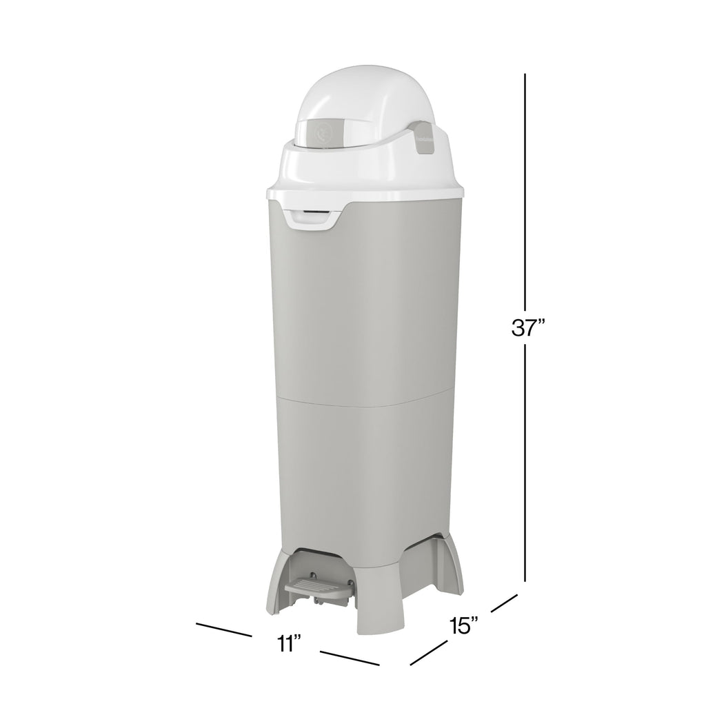Foundations Hands-Free Tall Diaper Pail with Airtight Lid, Gray