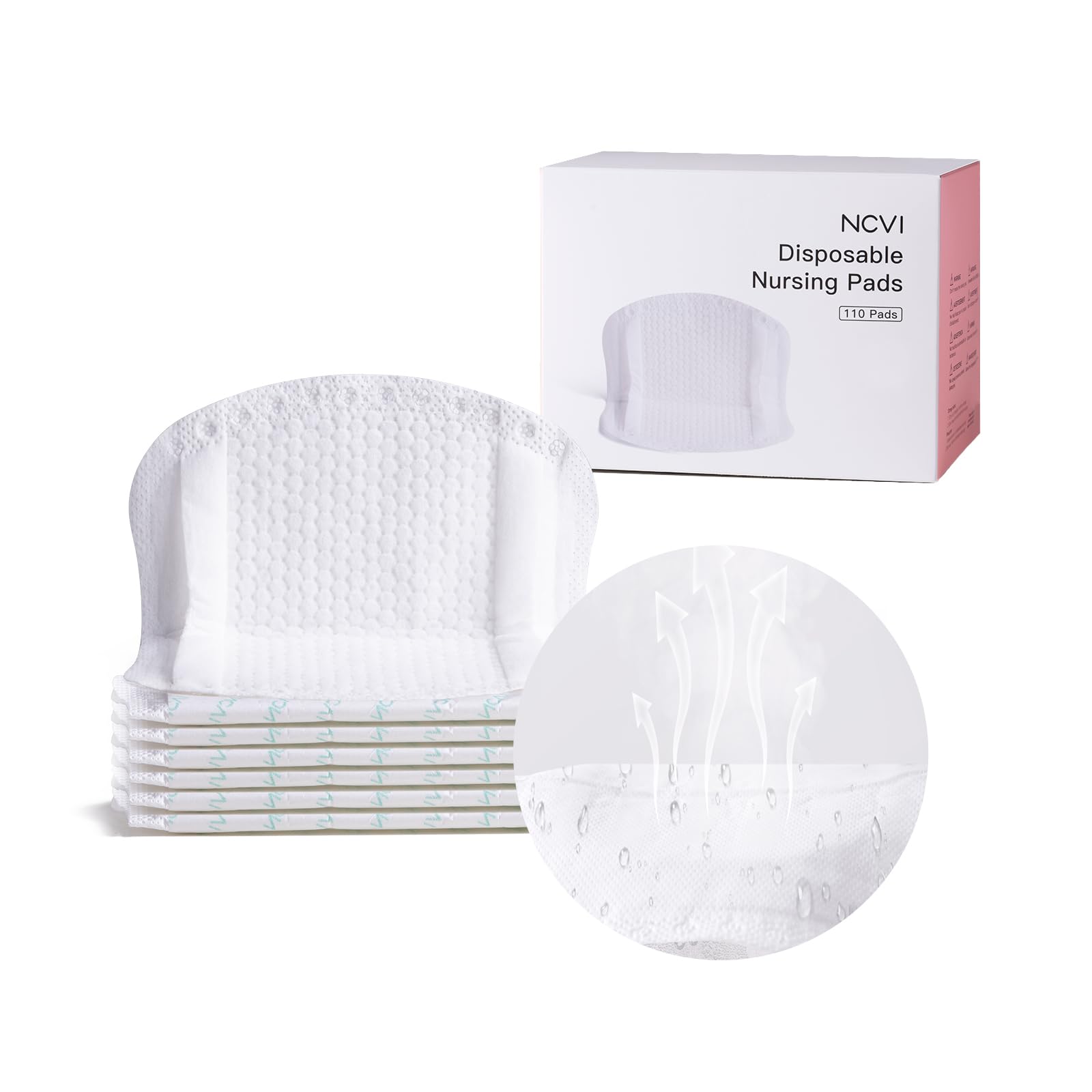 NCVI Ultra-Thin Nursing Pads, 110 Count, Breathable & Stay Dry for Moms