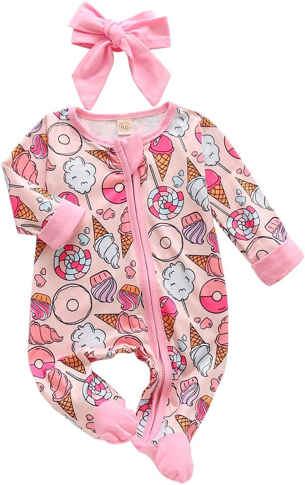 CIYCUIT Baby Girls Cactus Footies Newborn Zip Up Onesie Romper