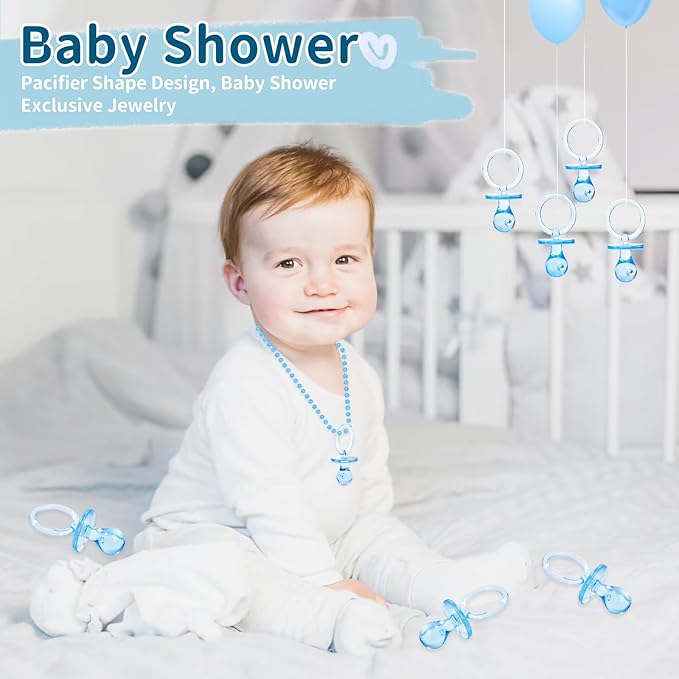 72 Pcs Baby Shower Pacifiers, 2.75’’ Plastic Pacifiers for Baby Shower Game, Baby Shower Decoration DIY, Gender Reveal Party Table Scatter/Baby Shower Party Favors, Blue Pacifiers for Baby Shower