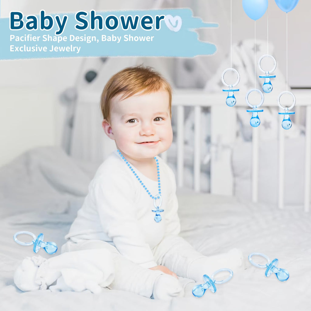 72 Pcs Baby Shower Pacifiers, 2.75’’ Plastic Pacifiers for Baby Shower Game, Baby Shower Decoration DIY, Gender Reveal Party Table Scatter/Baby Shower Party Favors, Blue Pacifiers for Baby Shower