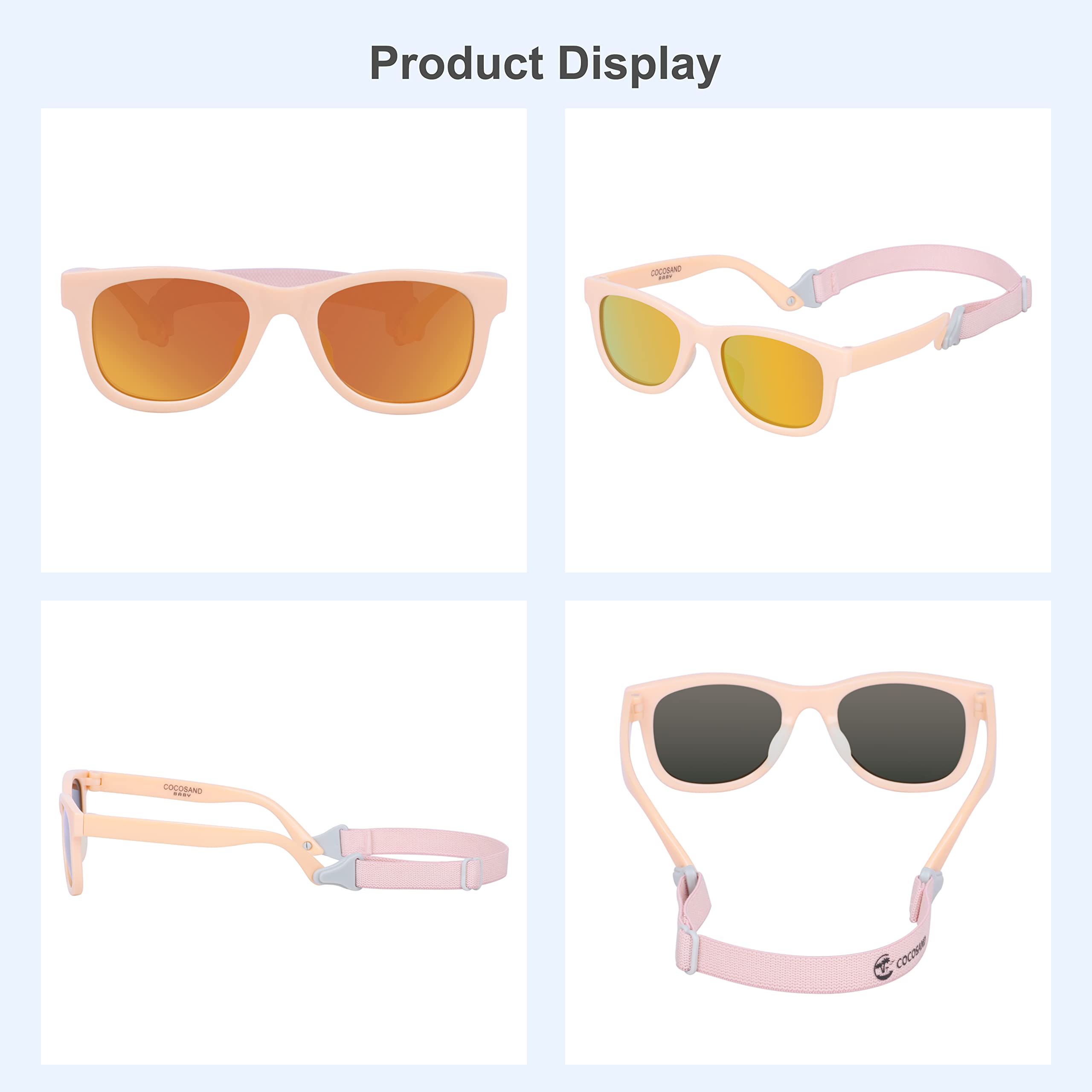 COCOSAND Flexible Polarized Baby Sunglasses with Strap & Silicone Nose Pads