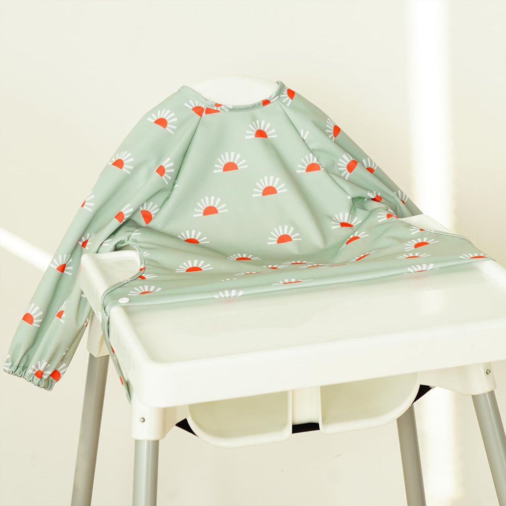 CoolaPeach 2Set Feeding Bibs Long Sleeve Baby Bib for Babies(Sunflower)