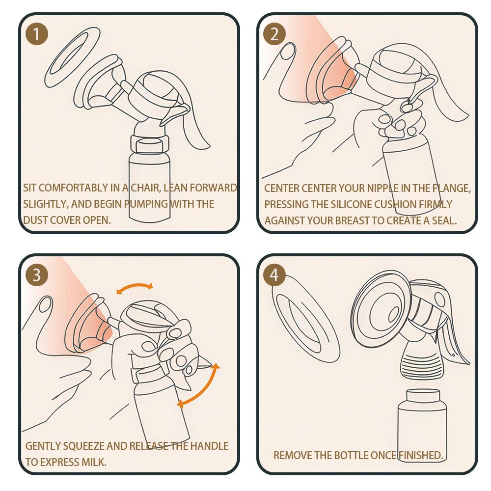 Elfzone Portable Manual Breast Pump - Silicone Hand Feeding Pump