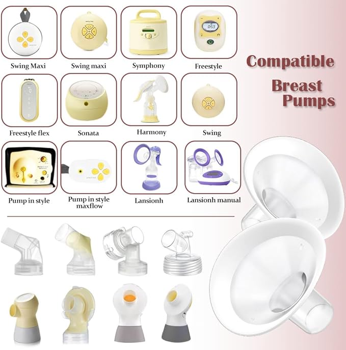 2pcs 13mm Soft Rim Flanges with 106 Degree Wider Opening Angle for Medela Breast Pump, PersonalFit, Freestyle, Maxflow, Freestyle Flex Swing Maxi Connector,Lansinoh Signature Pro